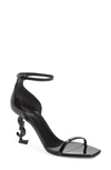 Saint Laurent Opyum Ysl Logo-heel Sandals With Black Hardware In Black