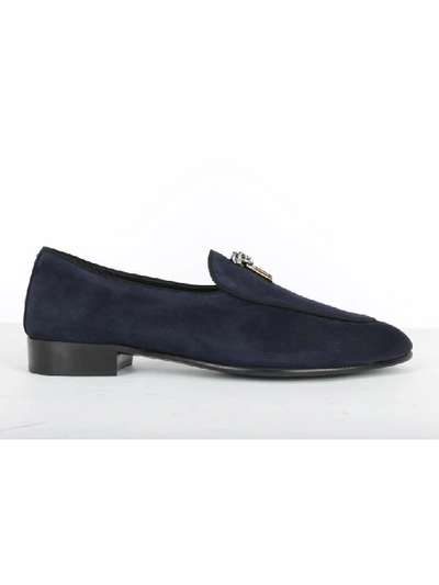 Giuseppe Zanotti Embellished Suede Loafers In Abisso