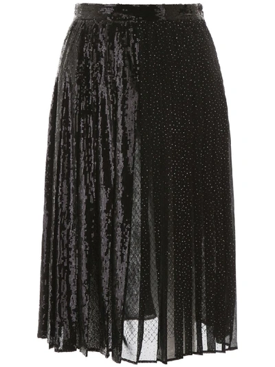 Marco De Vincenzo Midi Sequins Skirt In Black,metallic