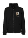 BURBERRY CONTRAST LOGO GRAPHIC COTTON HOODED TOP,11184610
