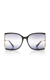 GUCCI GRADIENT SQUARE-FRAME METAL SUNGLASSES,772164