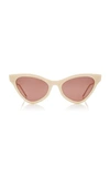 Gucci Cat-eye Marbled-acetate Sunglasses In Ivory,brown