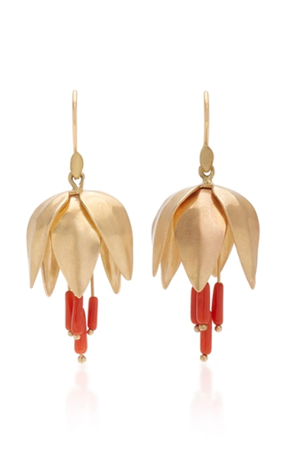 Annette Ferdinandsen 14k Gold And Coral Earrings