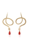 ANNETTE FERDINANDSEN 14K GOLD DIAMOND AND CORAL EARRINGS,796270