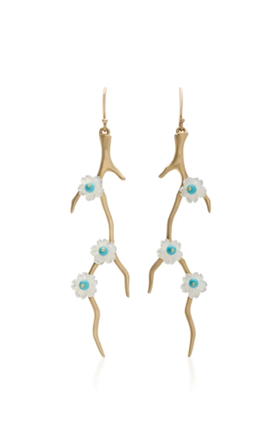 Annette Ferdinandsen 14k Gold, Mother Of Pearl And Coral Earrings