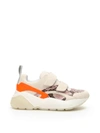 Stella Mccartney Python Effect Eclypse Touch Strap Sneakers In White Sorbet Ma (beige)