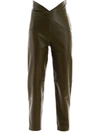 Attico Butterfly-insert High-waist Leather Trousers In Verde Militare (green)