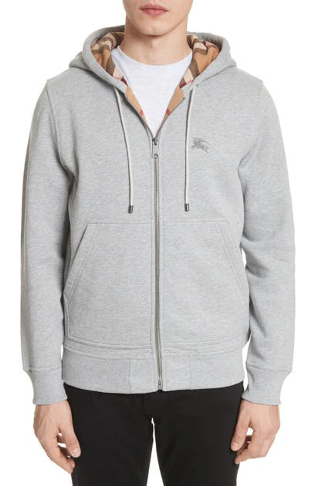 Burberry Claredon Regular Fit Zip Hoodie In Pale Grey ModeSens