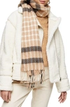 TOPSHOP PLAID FRINGE SCARF,19R20RCAM