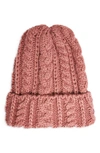 Topshop Cable Knit Beanie In Purple