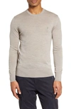 Allsaints Mode Slim Fit Merino Wool Sweater In Shale Taupe Marl