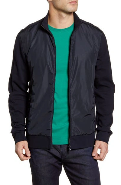 Hugo Boss Skiles Regular Fit Zip Bomber Jacket In Navy