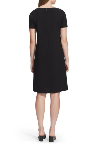 Lafayette 148 Cohen Short-sleeve Finesse Crepe Shift Dress In Black