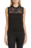 Dolce & Gabbana Sleeveless Virgin Wool And Lace Top In Black