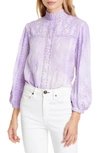 Loveshackfancy Ronda Lace High-neck Cotton Top In Lavender