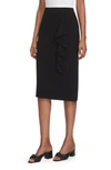 Lafayette 148 Vera Ruffle Trim Pencil Skirt In Black