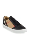 Burberry Check Leather Sneakers In Neutral