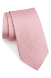 Ferragamo Mini Linked Gancini Silk Classic Tie In F.corallo/ Grigio