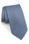 Ferragamo Laccio Geometric-pattern Silk Tie In F.navy/ Azzurro