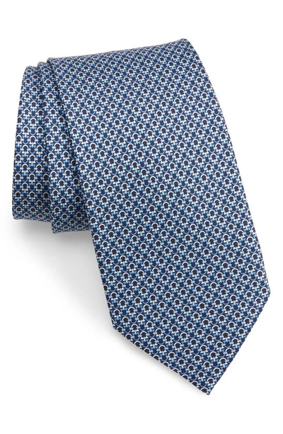 Ferragamo Laccio Geometric-pattern Silk Tie In Blue