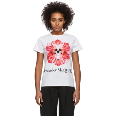 Alexander Mcqueen Flower Skull T-shirt In White