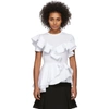 Alexander Mcqueen Ruffled Cotton-jersey And Poplin T-shirt In 9000 White