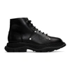 ALEXANDER MCQUEEN BLACK TREAD LACE-UP BOOTS