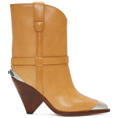 Isabel Marant Lamsy Leather Ankle Boots In Neutrals