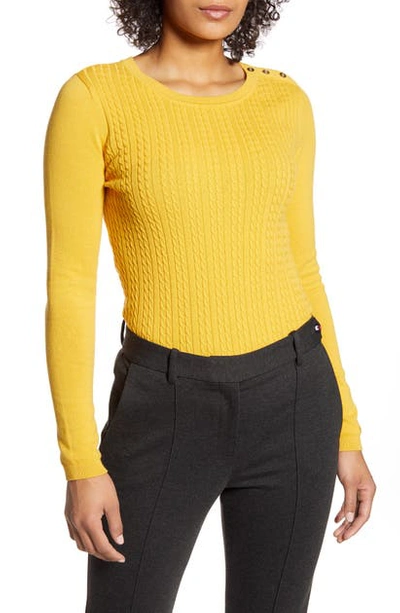 Tommy Hilfiger Fitted Cable Sweater In Deep Maize