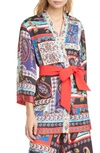 ALICE AND OLIVIA KOKO PATCHWORK PRINT BELTED JACKET,CC912P60202