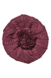 Helen Kaminski Cable Knit Wool Beret In Burgundy