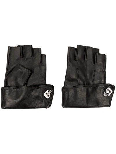 Karl Lagerfeld K/ikonik Pin Cuff Gloves In Black