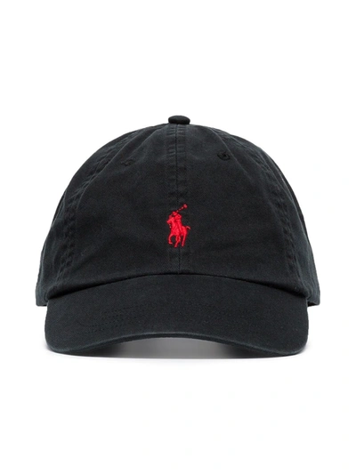 Polo Ralph Lauren Black Baseball Cap With Logo Embroidery In Cotton Man In Multi