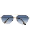 Victoria Beckham Classic Victoria Aviator-frame Sunglasses In Gold