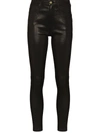 Frame Le Skinny Stretch-leather Pants In Black
