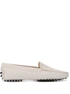 Tod's New Gommini Loafers In Hammered Leather With Sleeper In White
