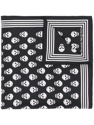 Alexander Mcqueen Skull Print Silk Scarf In Black