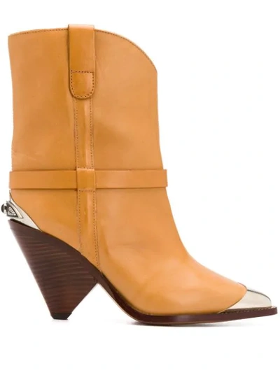 Isabel Marant Lamsy Leather Ankle Boots In Neutrals