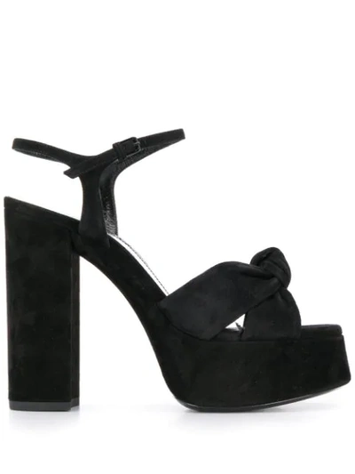 Saint Laurent Bianca Suede Platform Sandals In Black