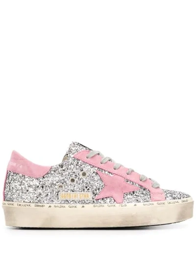 Golden Goose Hi Star M8 Star-embroidered Glitter Trainers In Silver