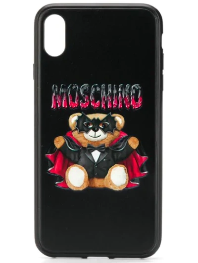 Moschino Teddy Printed Canvas Iphone Xs Max Cover In Black