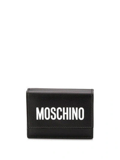 Moschino Logo Print Card Holder In Black