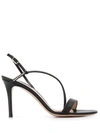 Gianvito Rossi Black Patent Manhattan Strappy 85 Sandals In Black