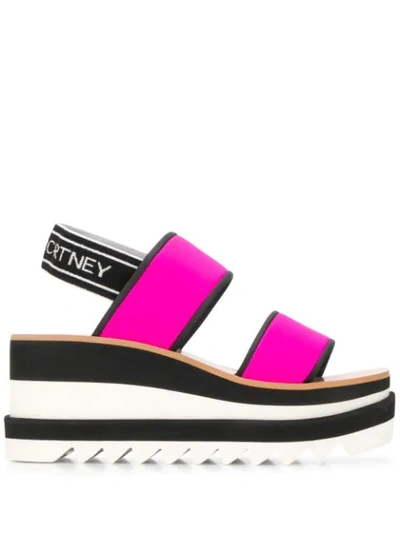 Stella Mccartney Women's Logo Neon Platform Slingback Sandals In Pink