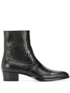 SAINT LAURENT WYATT ZIPPED BOOTS IN CROCODILE-EMBOSSED