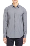 Theory Sylvain Kenai Slim Fit Button-up Shirt In Mid Grey