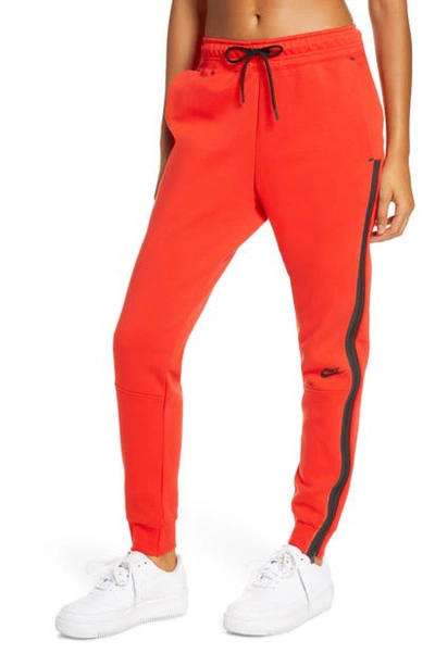Nike Sportswear Tech Fleece Pants In Challenge Red/ Black