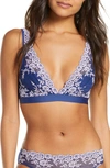 Wacoal 'embrace Lace' Deep-v Bralette In Twilight Blue/ Lavender Fog