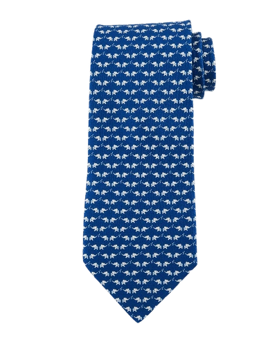 Ferragamo Elephant-pattern Silk Tie In Blue