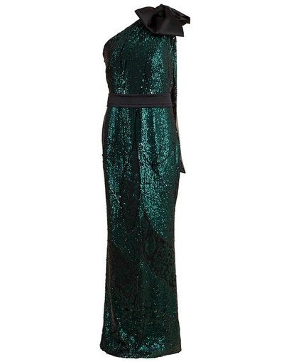 Safiyaa Gwendolyn Sequin Gown In Grn/blk